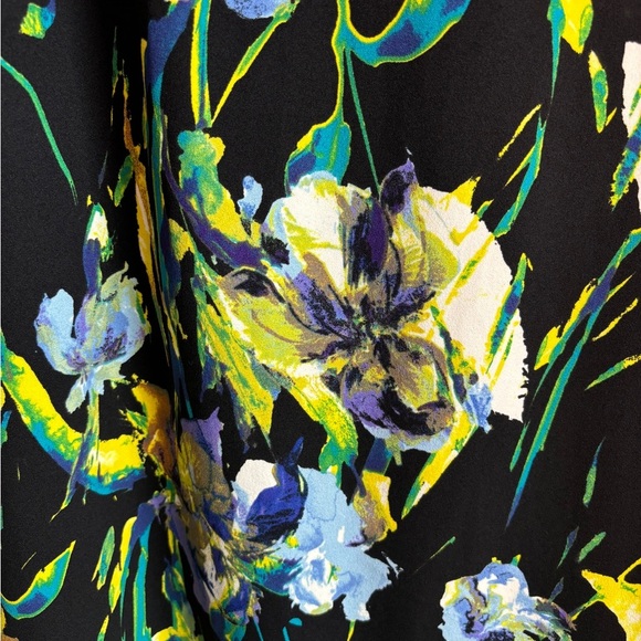 Jones Studio Black and Yellow Spring Floral Sleeveless Sheath Shift Dress 16W - Picture 2 of 6